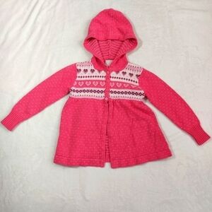 Old Navy Girls Pink Heart Hooded Cardigan Size XS